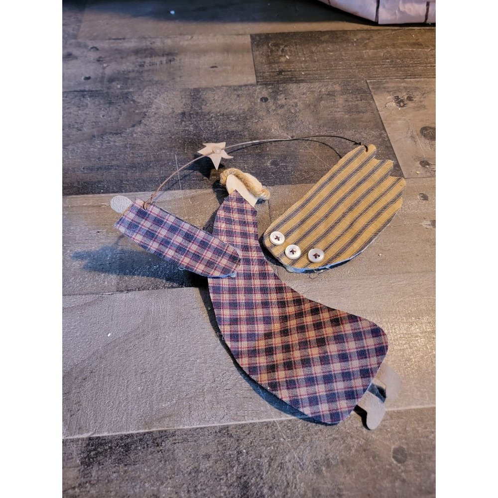 Vintage angel plaid handmade star halo xmas decor